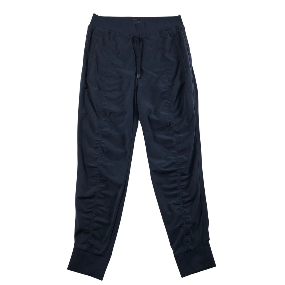 Athleta Attitude Pant Navy Blue Ruched Joggers Size 10 Tapered Activewear